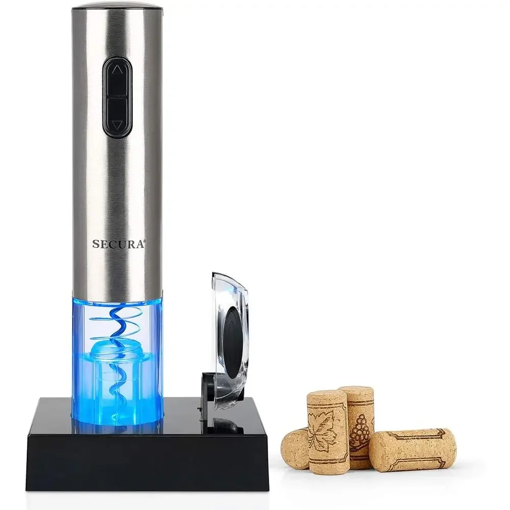 Secura Electric Wine Opener NWT Silver Stainless Steel